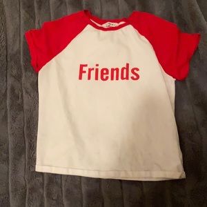 Shein girls 11-12 white and red Friends T-shirt